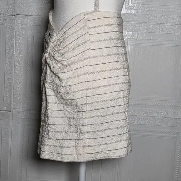 Zara NWT White Textured Draped Pareo Mini Skirt Striped Size M - Picture 4 of 7